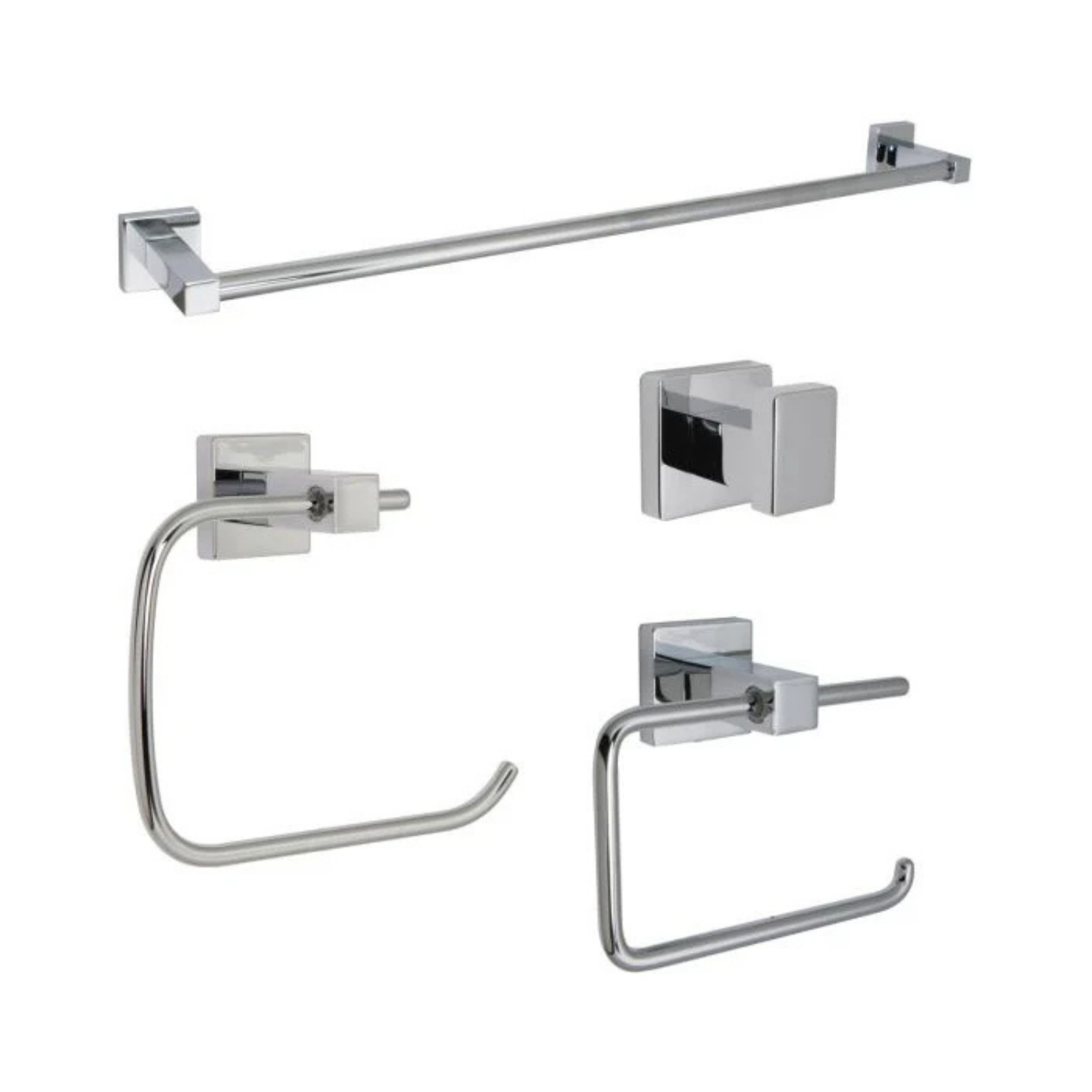 Modern Style Bathroom Accessory Package in Chrome Finish Questions & Answers
