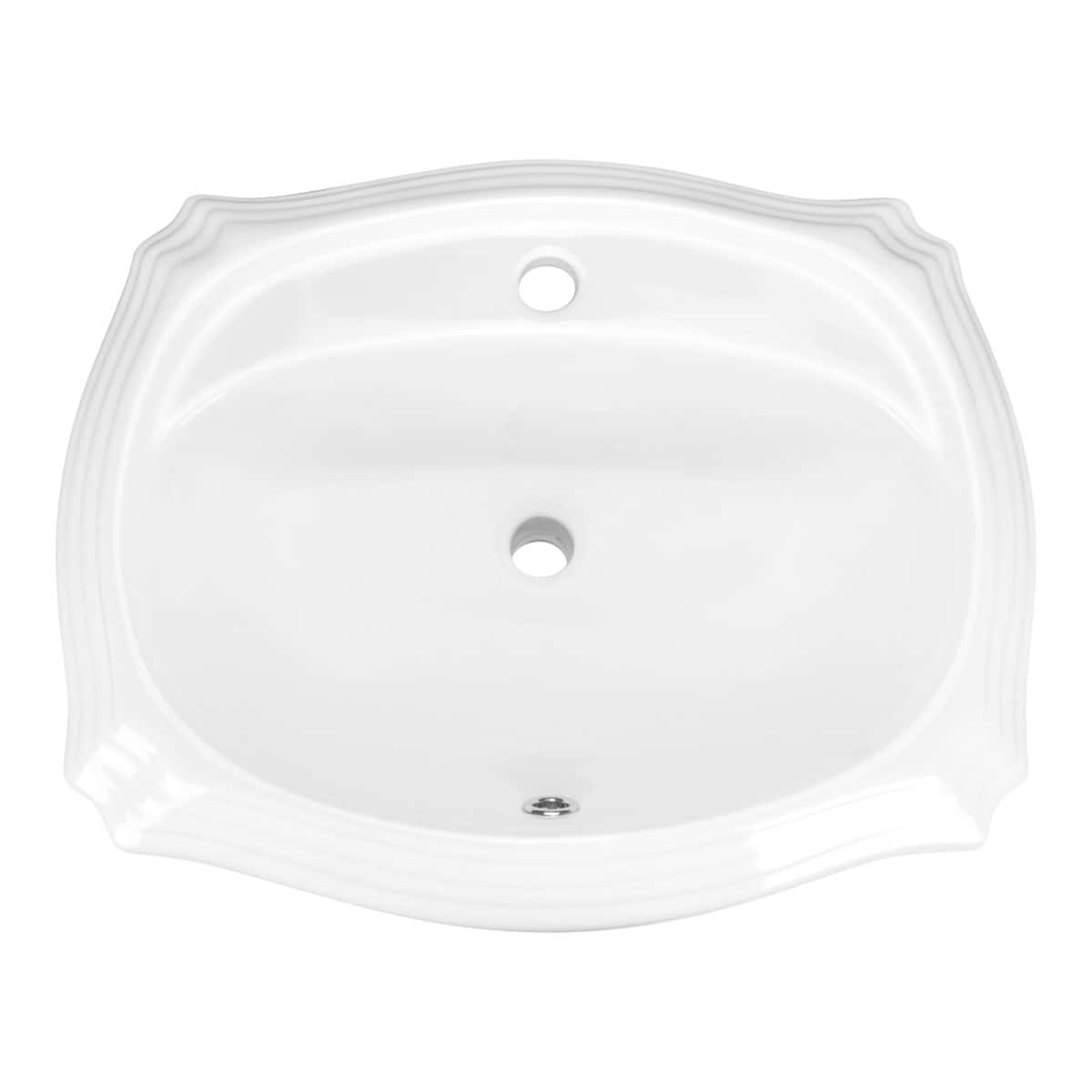 Crater Decorative Oval Drop-In Bathroom Vanity Sink, 22” x 18-1/8” x 9-1/2”, White Porcelainᅠ Questions & Answers